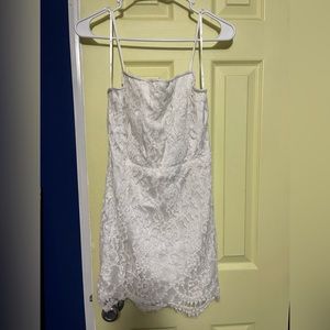 Lulus Romantic Fate White Lace Bodycon Mini Dress